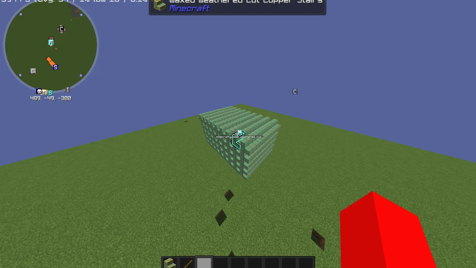 very pretty minecraft:waxed_weathered_cut_copper_stairs box image 1